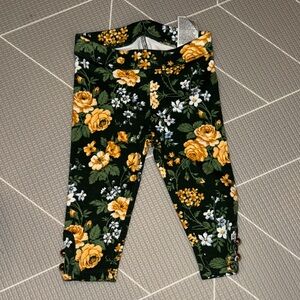 Janie and Jack Floral Kids Leggings - Green and Yellow